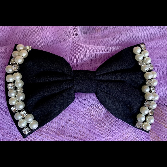Accessories - Hair Bow Clip Pearl Rhinestone